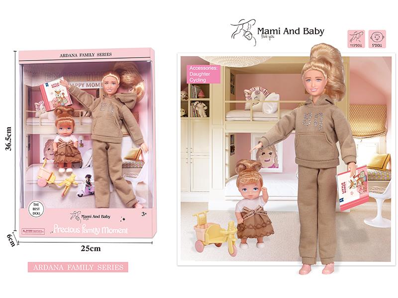 11.5 Inch Mami Joints Doll And 4.5 Inch Baby Doll Bedroom Set