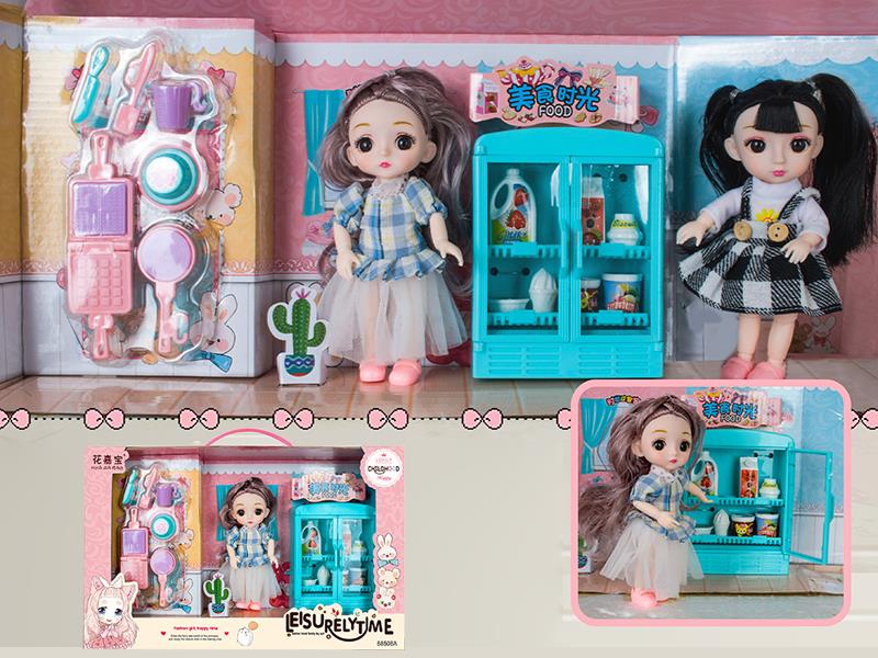 16cm Fashion Doll Refrigerator Tableware Set