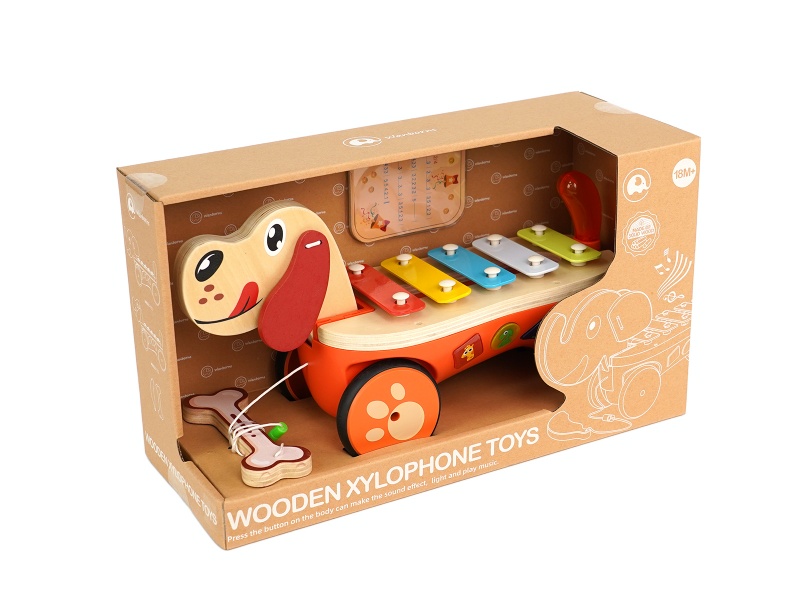 Wooden Dog Xylophone Toys With Music And Lights