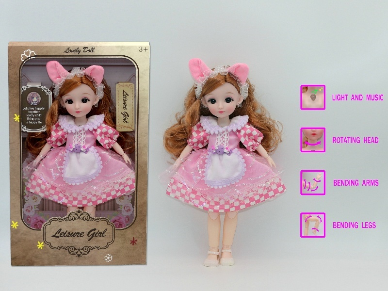 12-Inch 3D Simulation Eye 15-Joint Real-Life Music And Light Barbie Doll