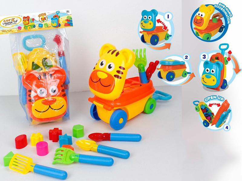 Tiger  Building Car With Beach Tools