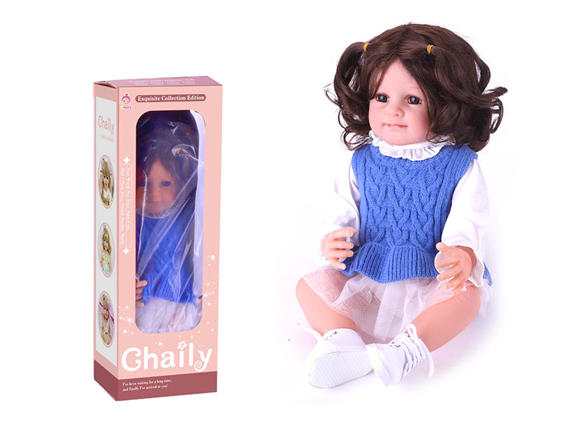 55CM Soft Glue High Simulation Baby Doll(Wig Sheath)With Diaper, Birth Card
