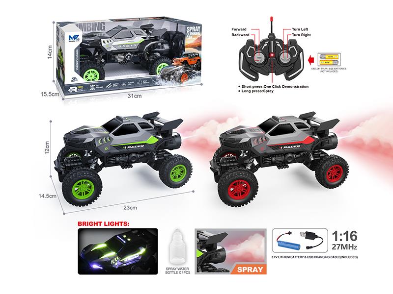 27Mhz 1:16 6-Channel Remote Control PVC Shell Climbing Car With Lights, Spray, Auto Demo Function(Included Batteries)
