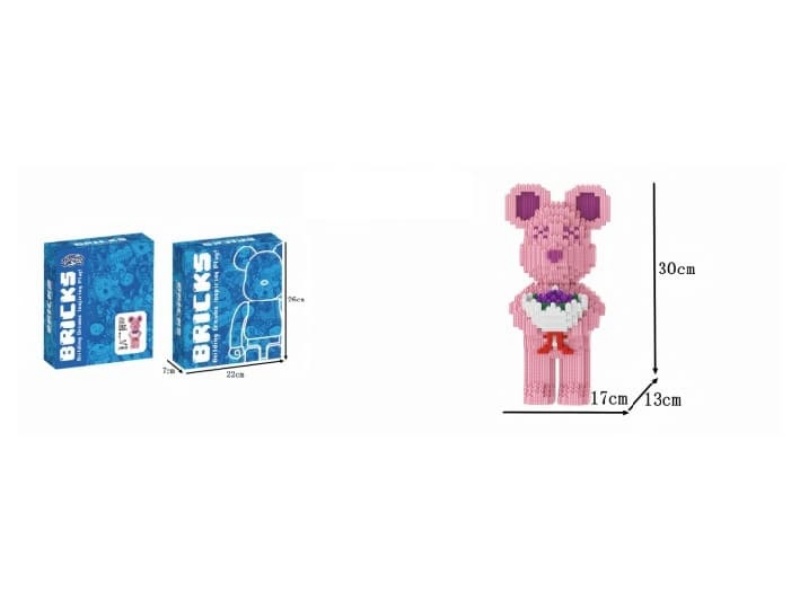 Hand-Held Flower Violent Bear (Powder) Building Blocks 1878Pcs