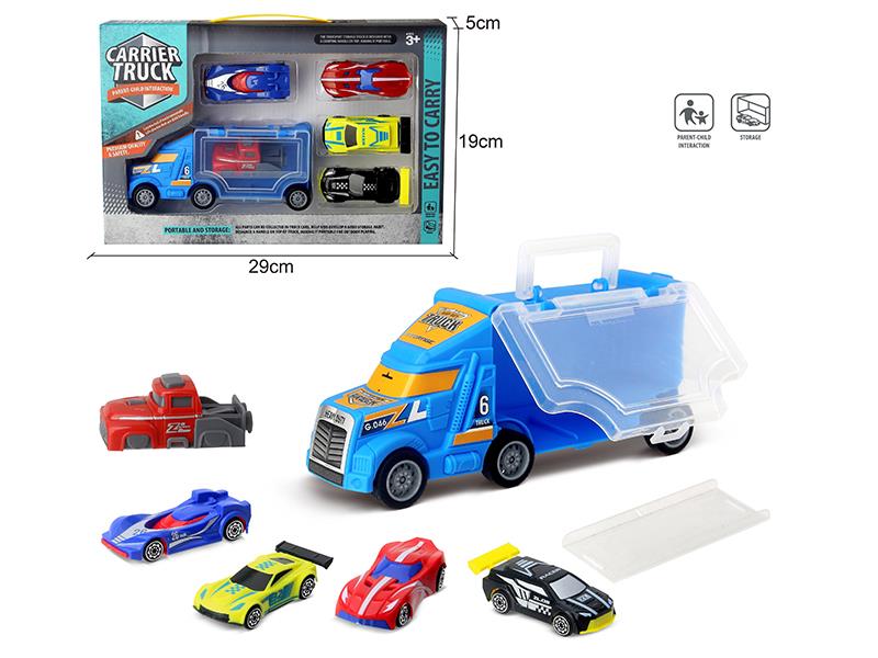 Slide Portable Storage Carrier Tuck + 4 Small Cars + 1 Launcher