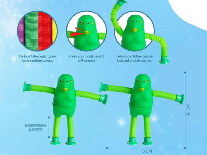 Green Fish Monster Telescopic Tube Toy