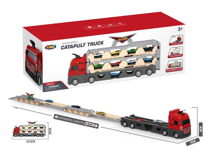 Transformable  Catapult Truck With 6 Alloy Cars