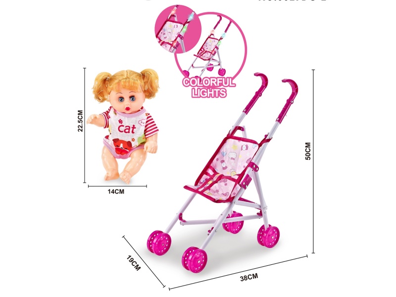 A Plastic Trolley With Dazzling Lights And A 10-Inch Empty Musical Girl