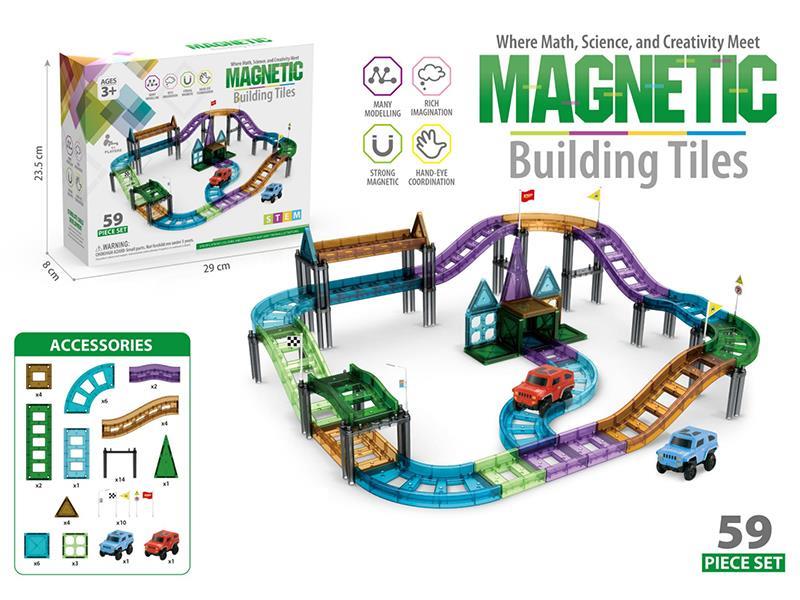 Magnetic Tiles Car Track 59pcs