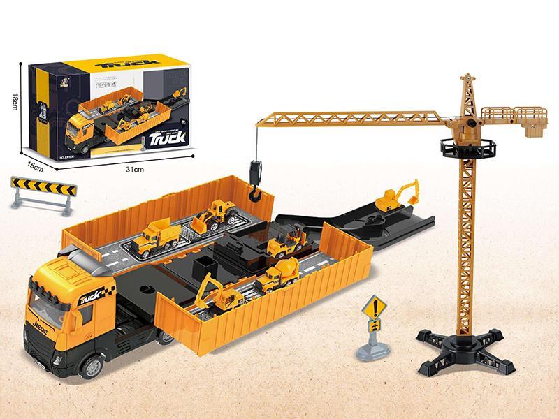Friction Transformable Container Car Alloy Engineering Truck Set