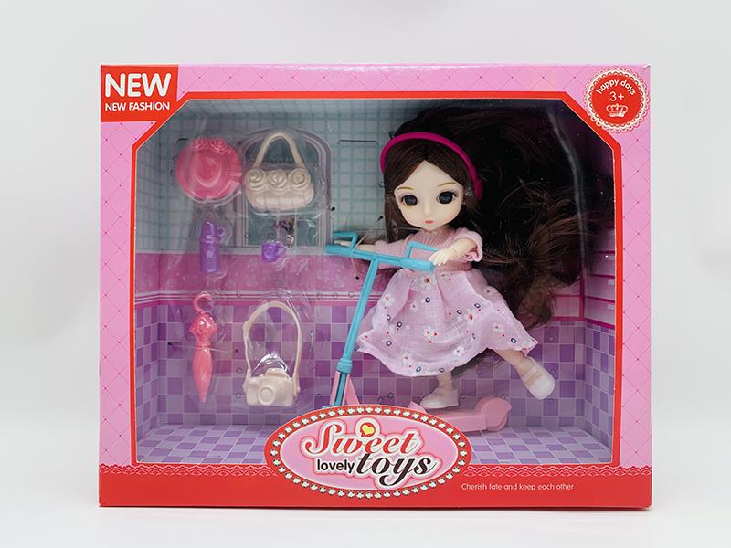 6 Inch Doll With Scooter, Adornment Toys
