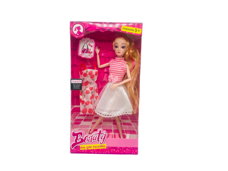 Eleven Inch Solid Body 11 Joints 3D Eyes Long Hair With Hanging Skirt