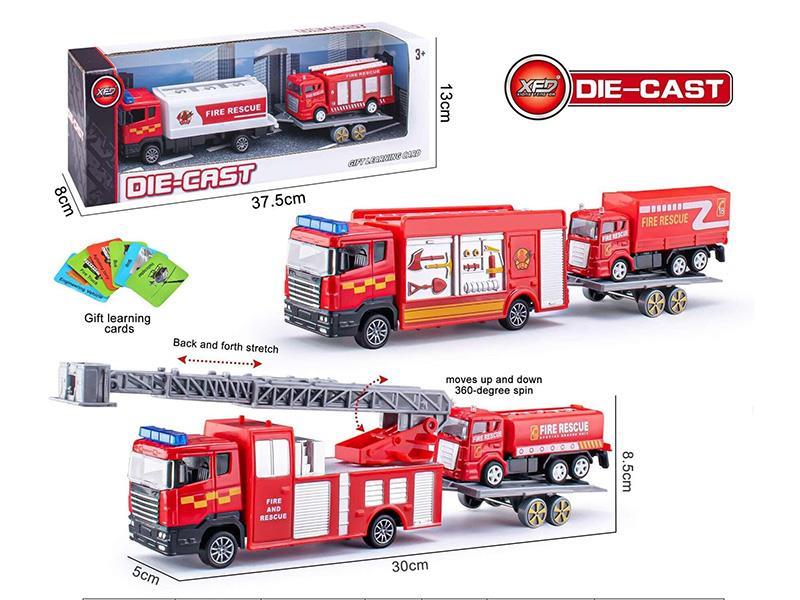 Pull-back Alloy Fire Truck Trailer