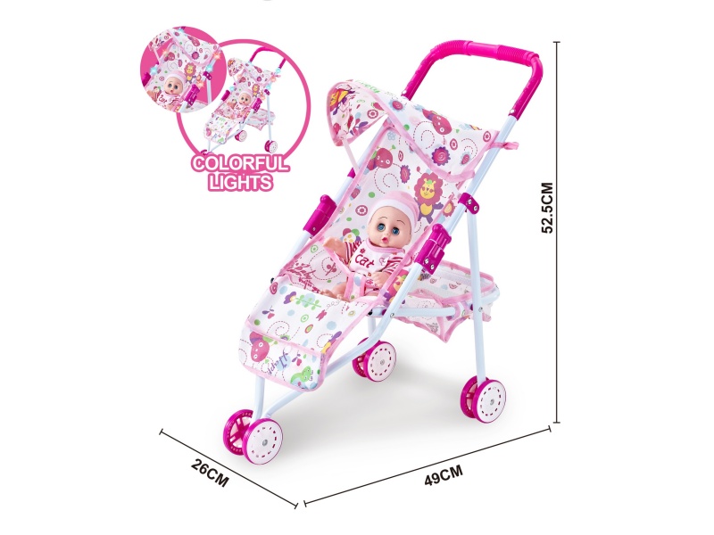 A Dazzling Illuminated Iron Trolley With A 10-Inch Empty Musical Boy