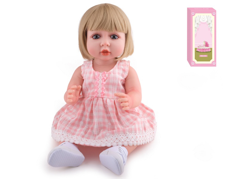 55cm Soft Plastic Reborn Doll(Wig Sheath) With Feeding-Bottle, Magnetic Pacifier, Diaper, Birth Card