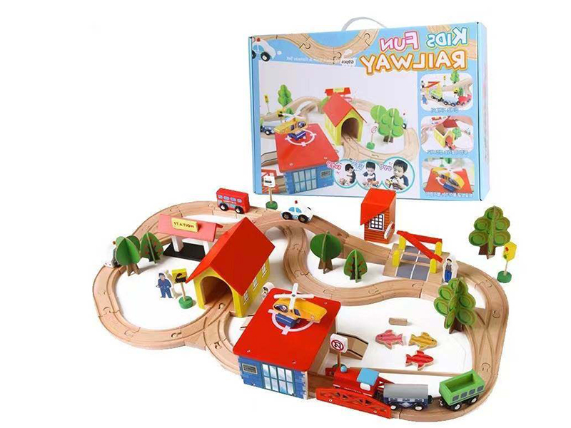 Wooden Track Car Toy 69pcs