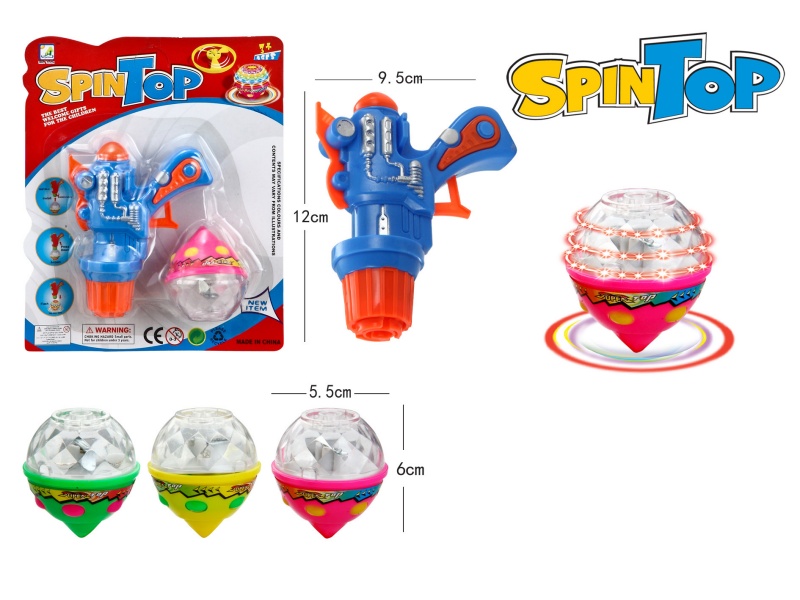 Top Gun Windup Top Toy With Light