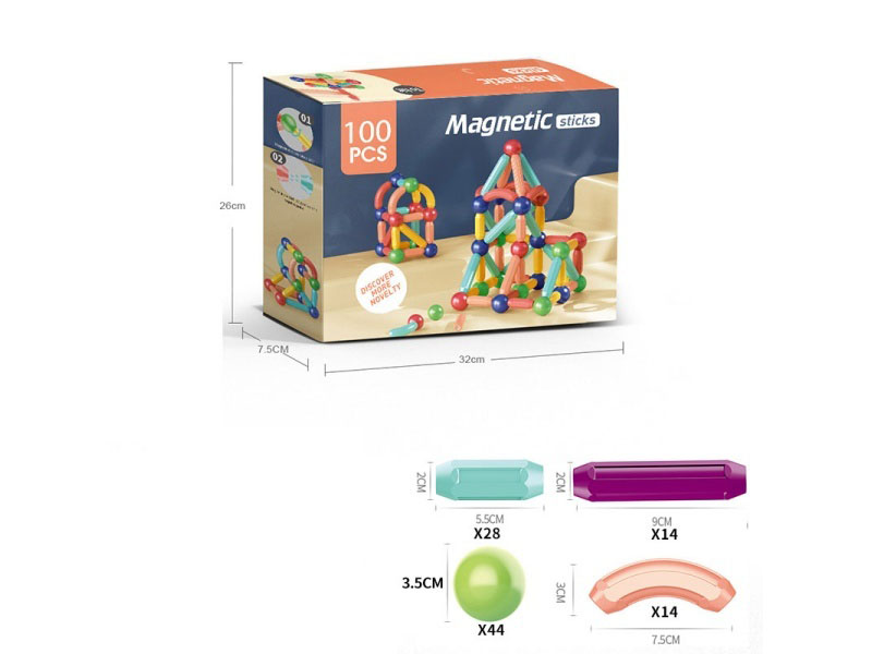 100Pcs Of Common Magnetic (Ball Diameter 3.5Cm, Rod Magnetic Force 2500Gs)