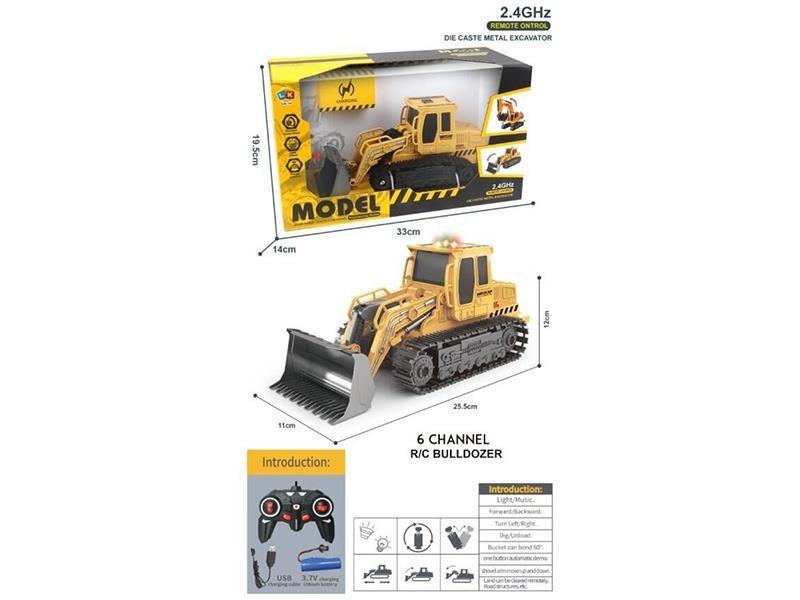 6-Channel Alloy Remote-Controlled Bulldozer (Lights. "Music)