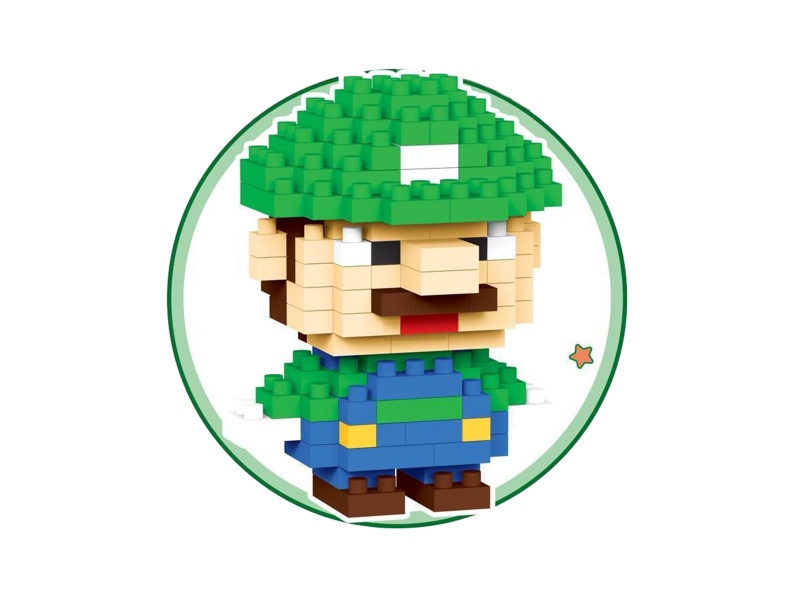 Building Blocks Green Mario Micro Particle Building Blocks Figure Diy Assembly Animation Figure Educational Toy