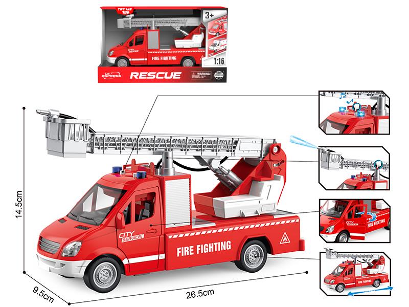 1:16 Friction Fire Ladder Truck(With Light And Sound)
