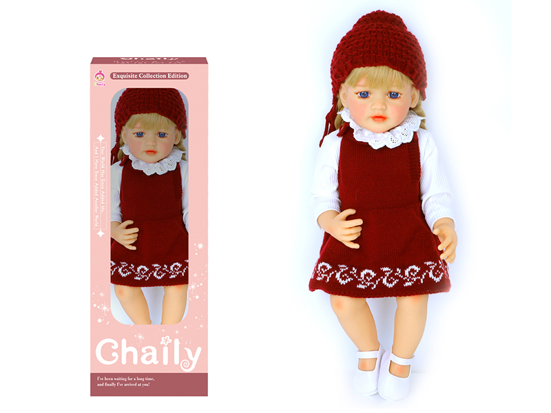 55CM Soft Glue Reborn Baby Doll(Machine Hair Transplant)With Diaper, Birth Card, Woollen Cap