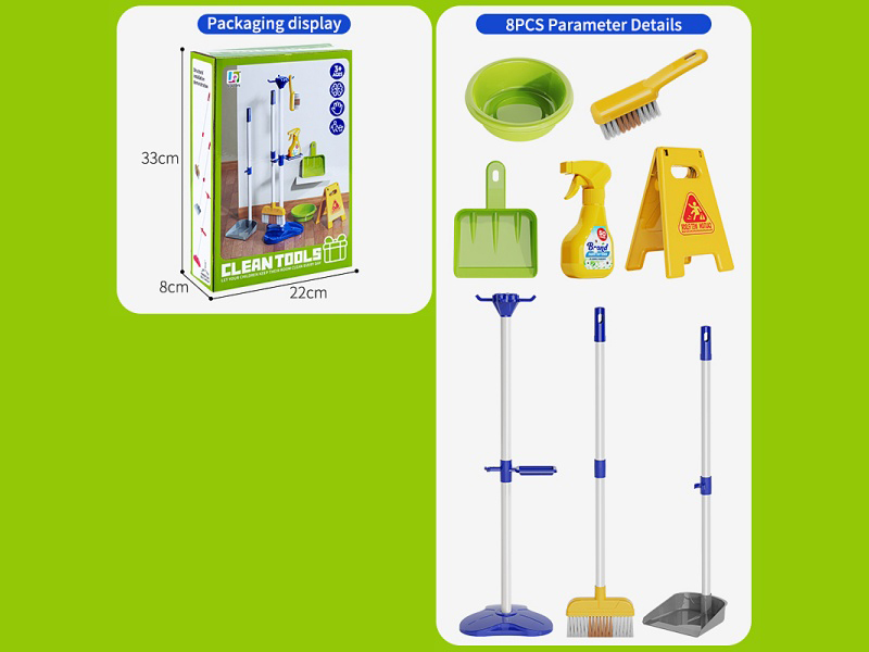 Play House Cleaning Tool Set Of 8 Pieces In Blue