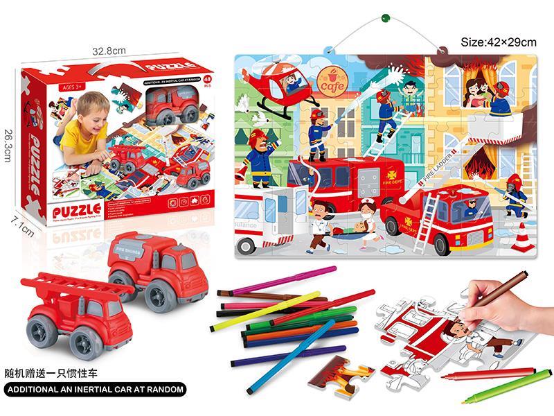 Fire Control Painting Puzzle + 1 Fire Engine