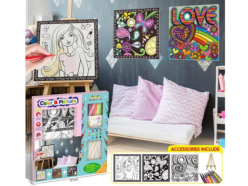 3 In 1 Coloring Printed Canvas Board