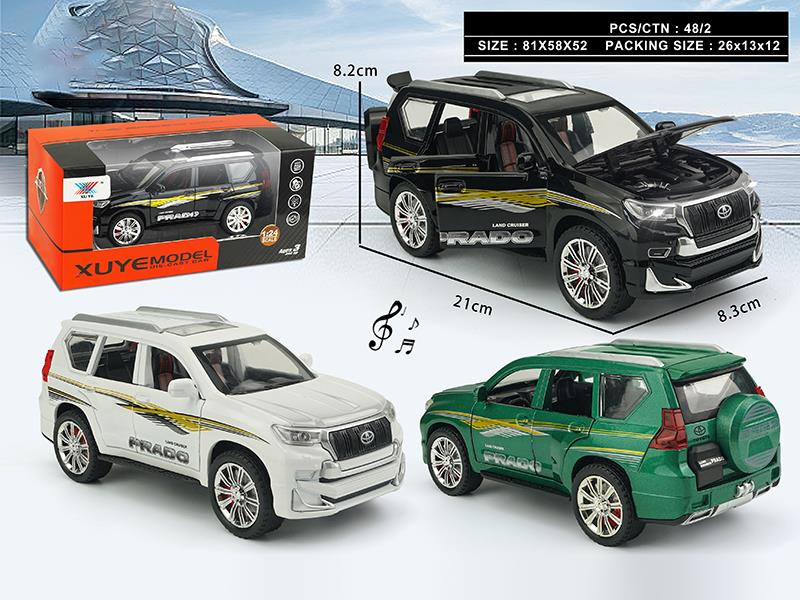 1:24 Toyota Land Cruiser Pull Back Alloy Car Model(6 Doors Can Open, Lights And Music)1PCS