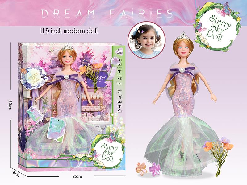 11.5 Inch 11-Joints Dream Fairies Doll With 2 Hair Clips, Simulated Bouquet, Crown