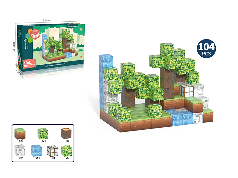 Magnetic Cube Building Blocks - Forest Series 104pcs