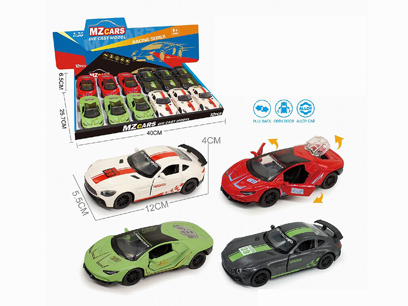 1:36 Pull Back Alloy Sports Car(3 Doors Can Open) 12pcs