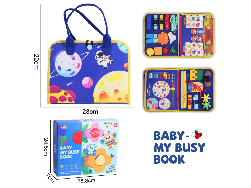 Montessori Early Childhood Education And Intelligence Development - Felt 3-Page Gem Blue Fruit Farmer Busy Edition