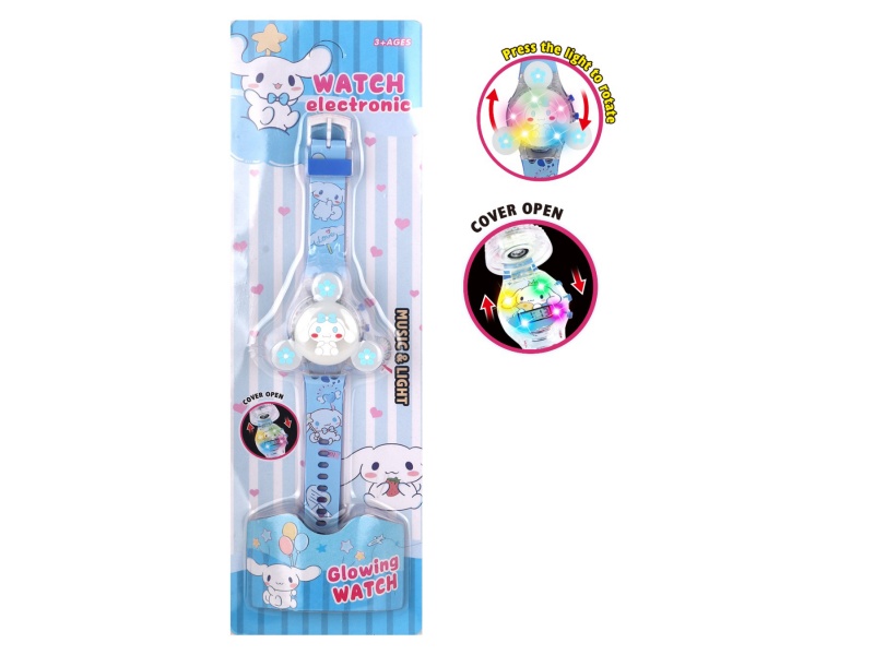 Three Head Laurel Dog Rotating Light Music Watch