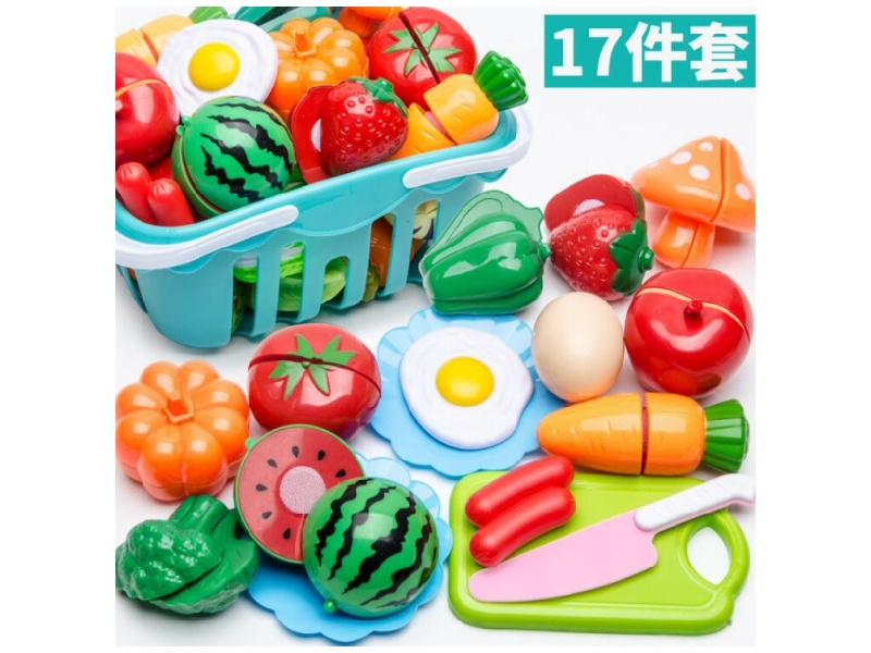 17-Piece Chachele (With Basket) Children'S Simulated House Game Fruit And Vegetable Chachele Set.