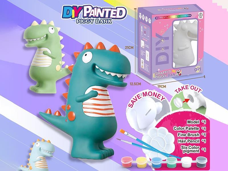 DIY Painted Piggy Bank - Dinosaur