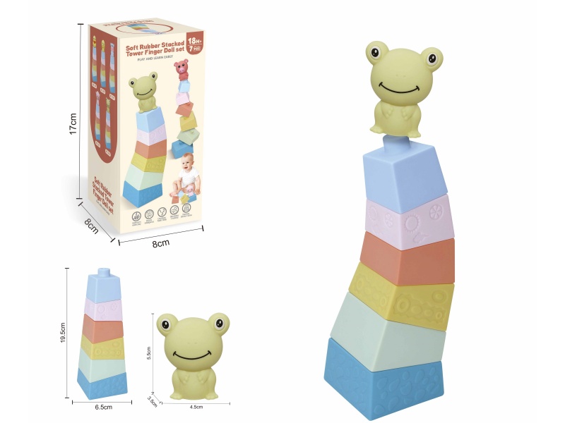 Soft Plastic Stacked Tower Finger Doll Set(Frog) 7pcs