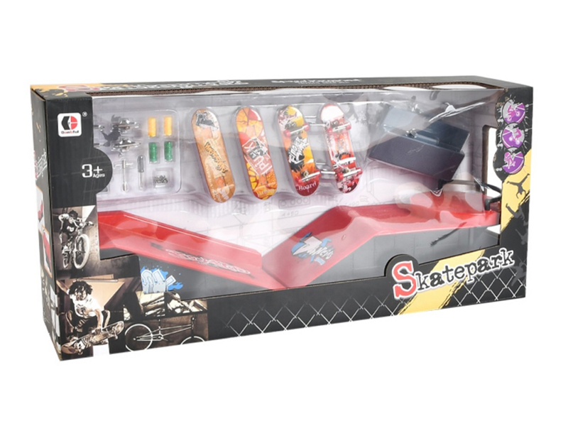4PCS Finger Skateboard + Accessories Skate Park Set