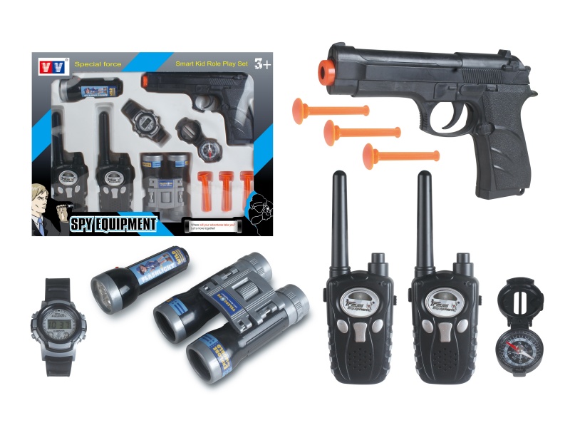 ELECTRIC SOFT BULLET GUN WITH WATCH,INTERPHONE,TORCH,COMPASS