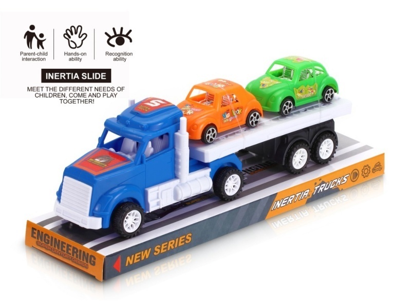 An Inertial American Tow Truck With Two Beetle Cars