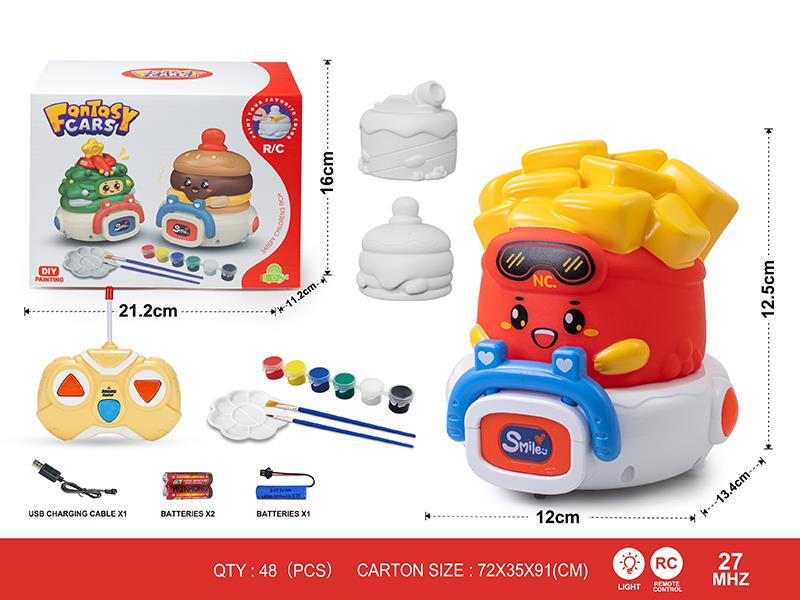 27Mhz DIY Painting 2-Channel Remote Control Vinyl Food Car(With Lights) 1 Changing 3(Including Batteries)