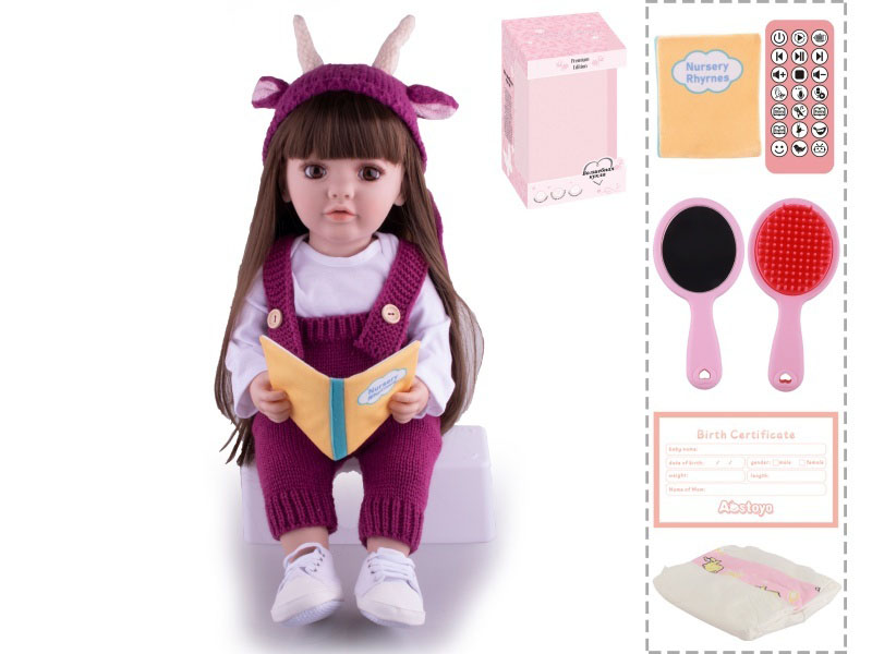 22-Inch Bionic Smart Rebirth Doll, Capable Of Bionic Shaking Of The Head, Raising Of The Hand, Mouth Movement To Speak, Intelligent Dialogue, Recording, Imitating The Tongue, Oral Skills, Dance Music