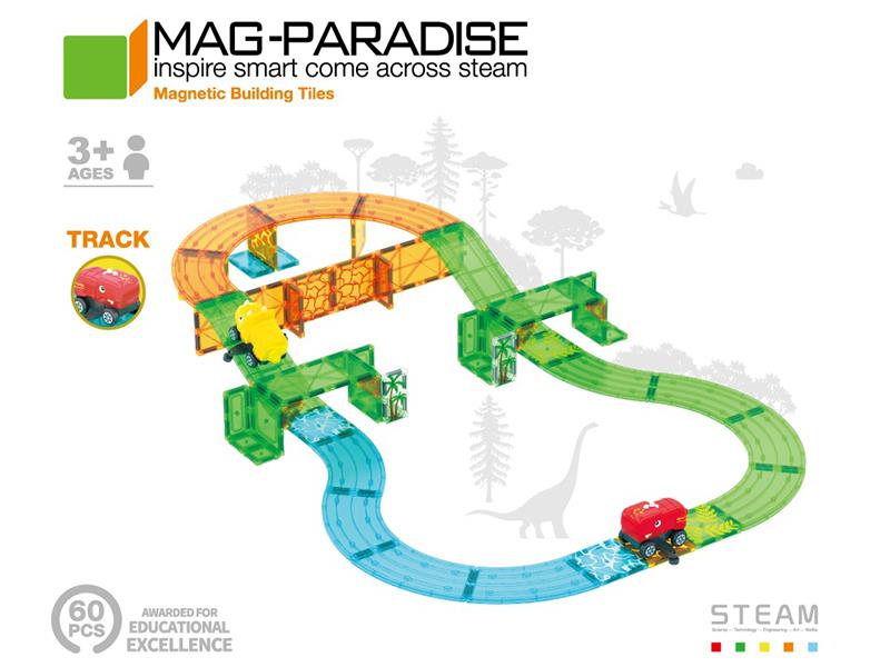 Dinosaur Rail Car Magnetic Building Blocks 60pcs