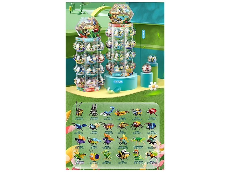 Insect Cylindrical Small Particle Lego-Style Building Blocks