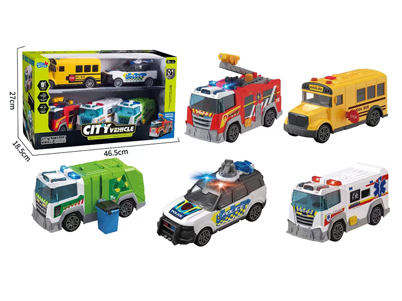 Friction City Car Set With Sound And Lights