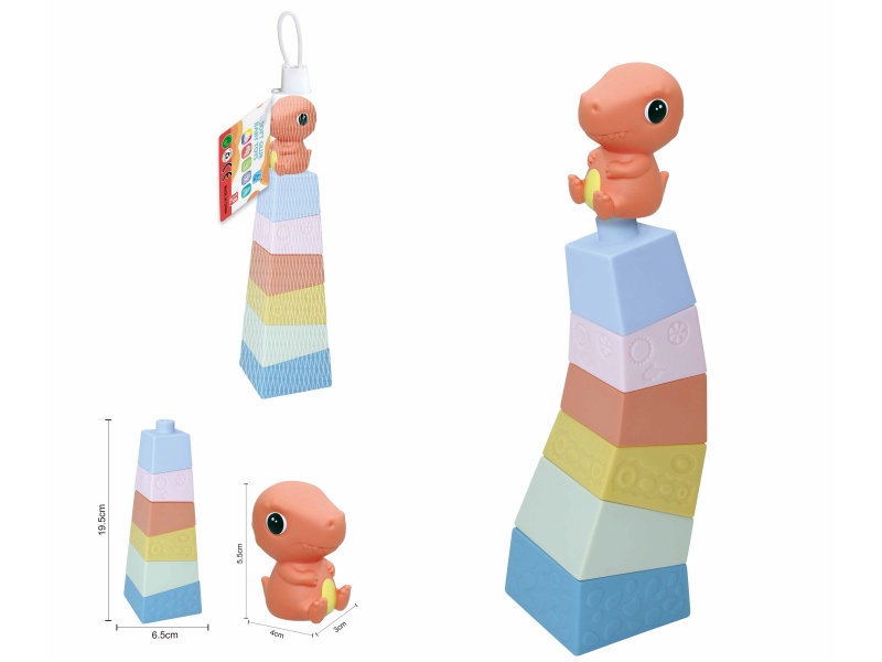 Soft Plastic Stacked Tower Finger Doll Set(Dinosaur) 7pcs