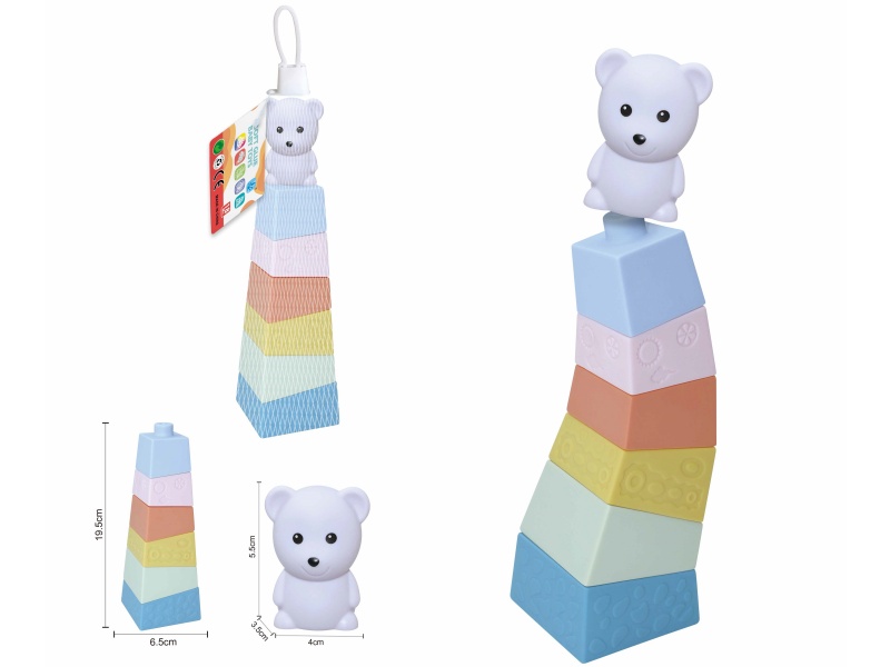 Soft Plastic Stacked Tower Finger Doll Set(Polar Bear) 7pcs
