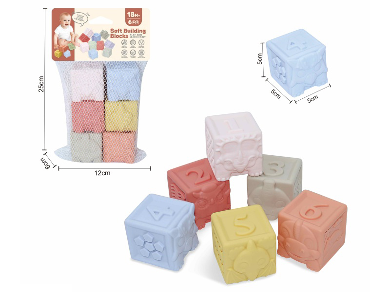 Dinosaur & Numbers Soft Building Blocks 6pcs