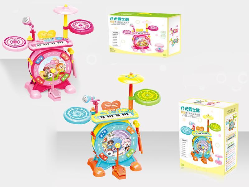 2 In 1  Electronic Organ Jazz drum With Light